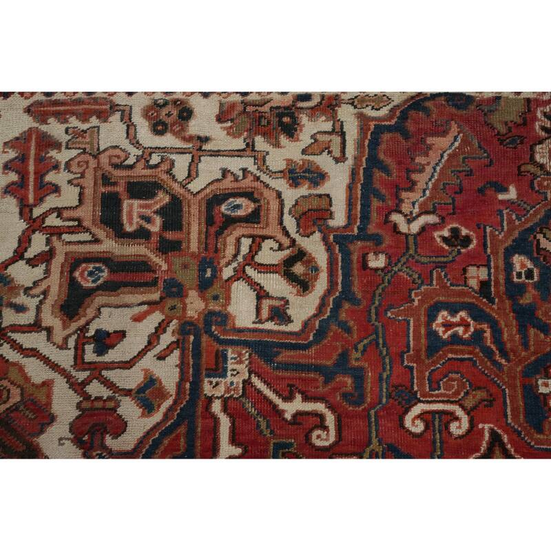 Hand Knotted Oriental 100% Wool Carpet Traditional Medallion Red Heriz Area Rug - 11' 4'' X 8' 3''