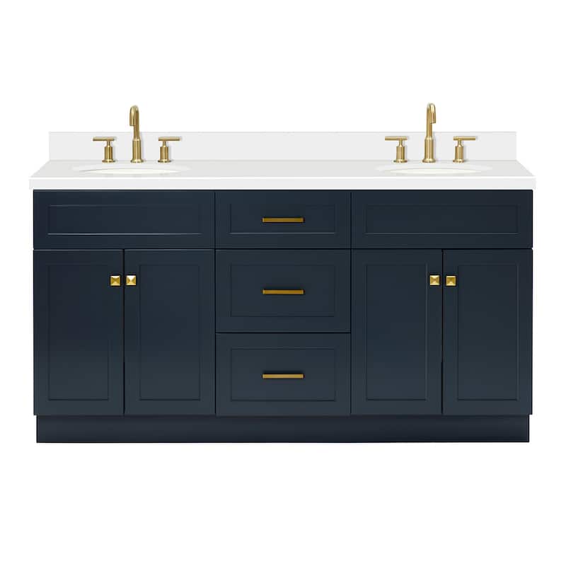 Ariel F067DWQOVO Hamlet 67" Free Standing Double Basin Vanity Set with - Midnight Blue