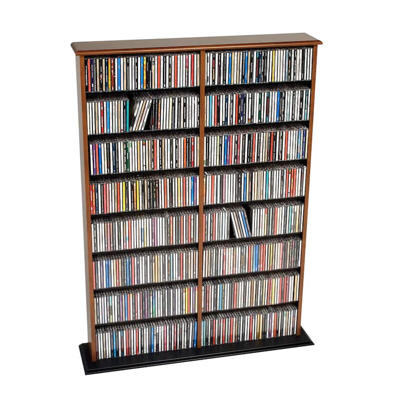 Prepac Media Storage Display Cabinet 8.75" D x 38.75" W x 51" H - Cherry/Black