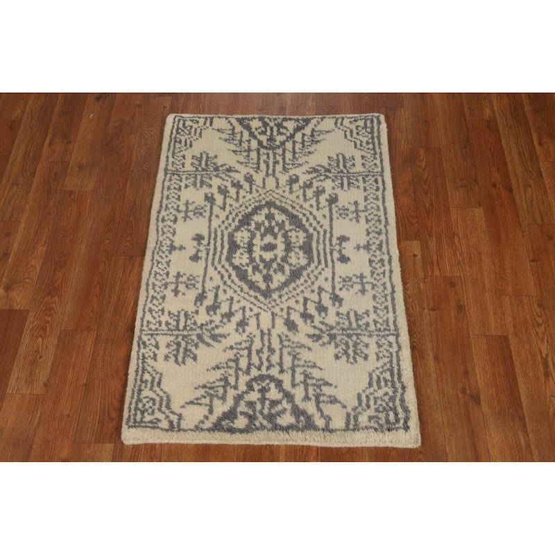 Moroccan Oriental Foyer Rug Hand-Knotted Wool Carpet - 2'0"x 3'0"