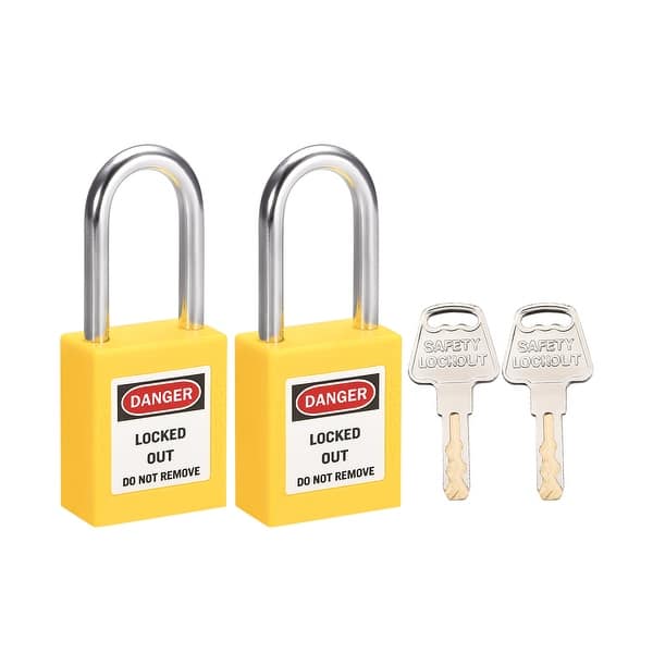 Lockout Tagout Locks 11/2 Inch Shackle Key Alike Safety Padlock Yellow 2 Pcs Keyed Alike