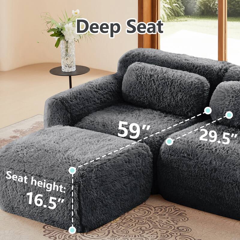 148.8 Inch Modular Couch with Ottoman, Comfy Couches, L Shaped 4 Seat Sofa, Modern Sectional Couches for Living Room