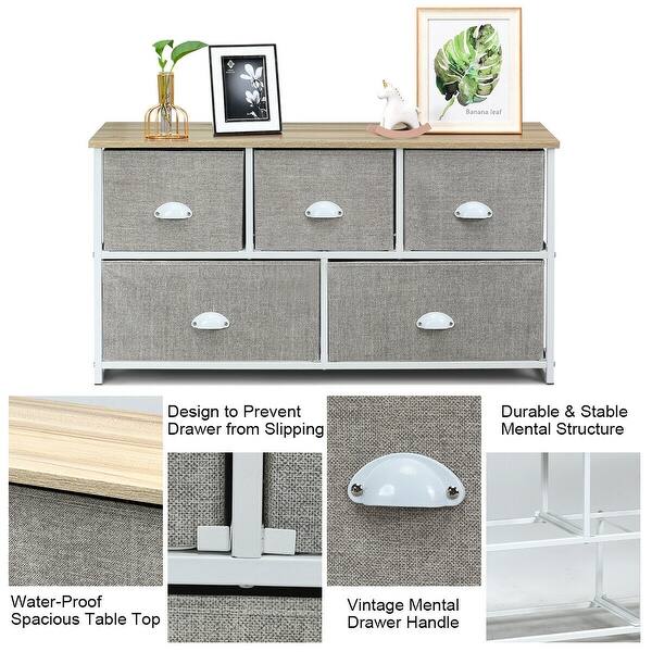 Gymax 5 Drawers Dresser Storage Unit Side Table Display Organizer Dorm Overstock 28975707