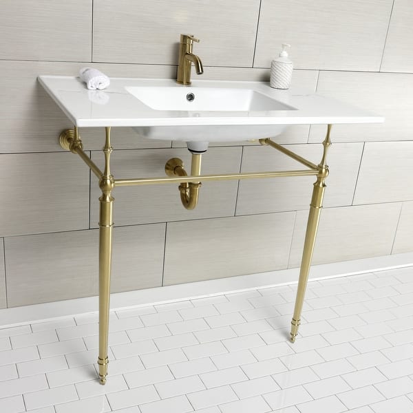 Kingston Brass Edwardian 37-Inch Console Sink with Brass Legs (Single ...