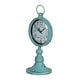 preview thumbnail 2 of 3, 13 Inch Decorative Table Clock, Iron, Vintage Inspired Design, Aqua Blue