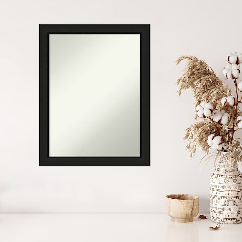 Midnight Black Narrow Non-Beveled Wood Framed Wall Mirror - Midnight Black Narrow