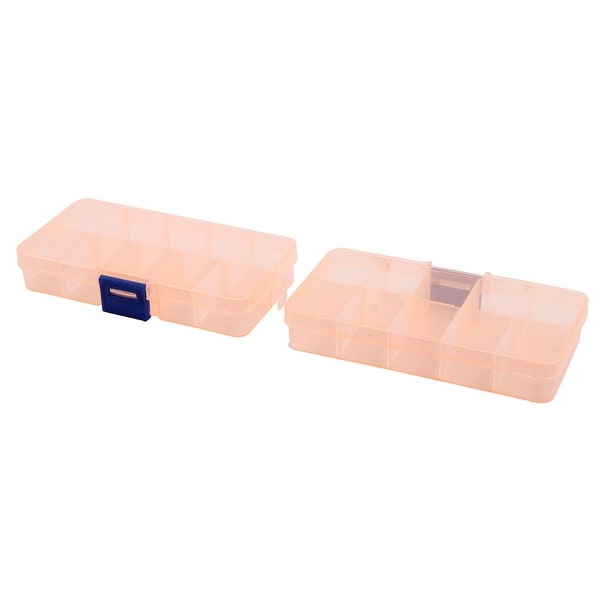 Plastic 10 Compartments Pill Box Medicine Storage Drug Case Orange 2 PCS