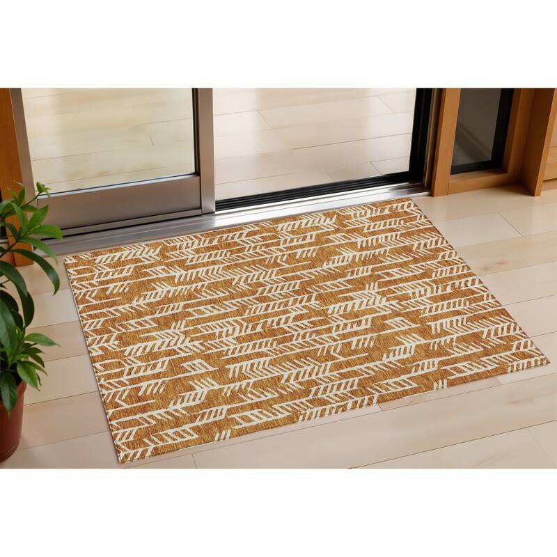 HomeRoots Tribal Transitional Rectangle Outdoor Rug - 3' x 5'