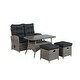 preview thumbnail 2 of 12, Monaco All-Weather 4-Piece Set with Two-Seat Reclining Bench, 26"H Cocktail Table and Two Ottomans - Standard