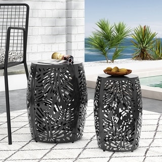 Satterlee Outdoor Outdoor Metal Side Tables (Set of 2) by Christopher Knight Home