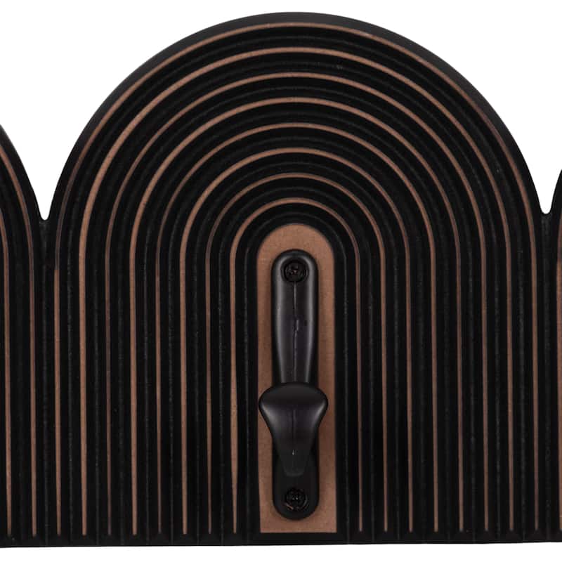 Sagebrook Home Elegant 19-inch Black 3-arch Wall Hooks - MDF and Iron, Chic Wall Storage Accessory - 19" x 2" x 7"
