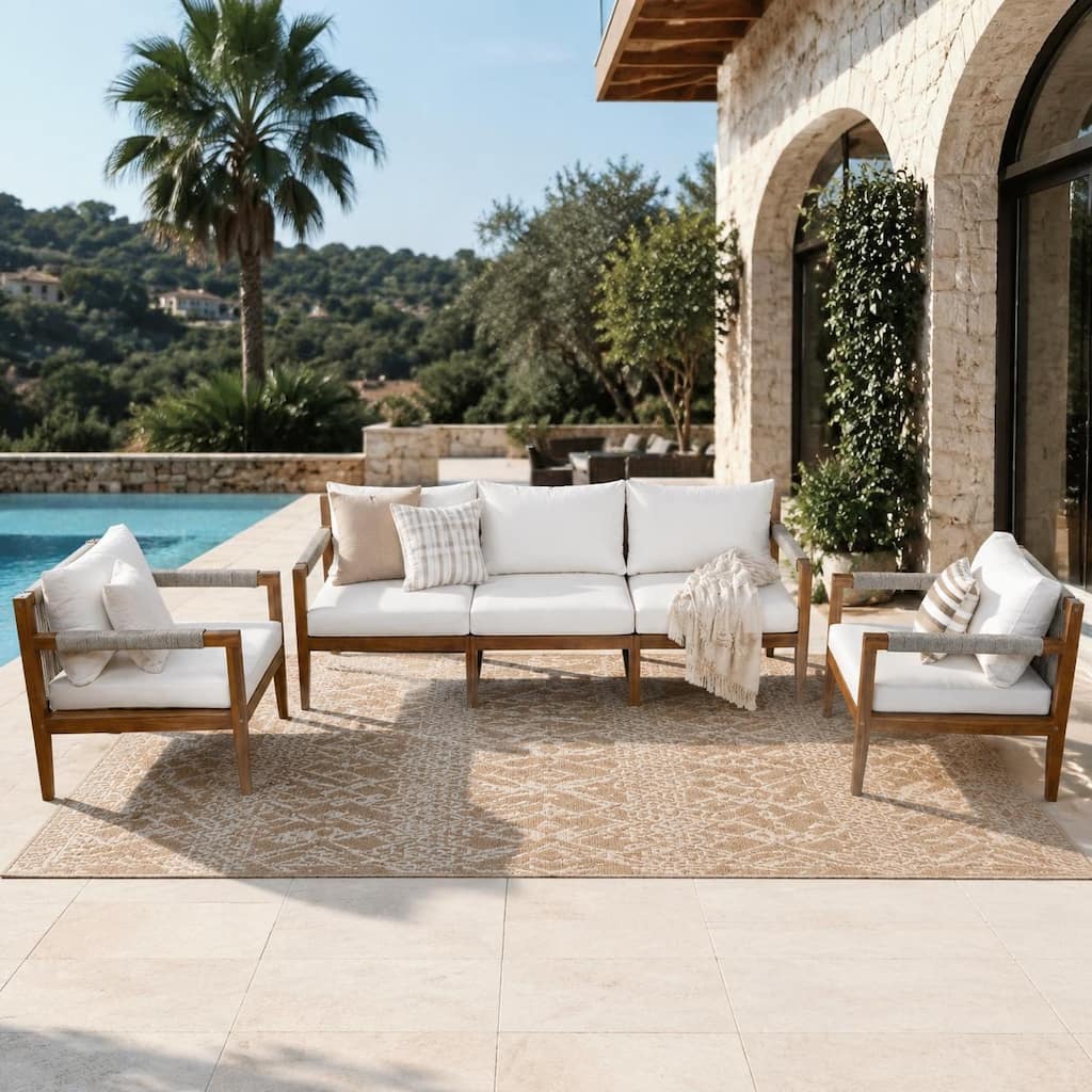 Modern 3-Piece Outdoor Patio Sectional Sofa Set by Leisure Zone