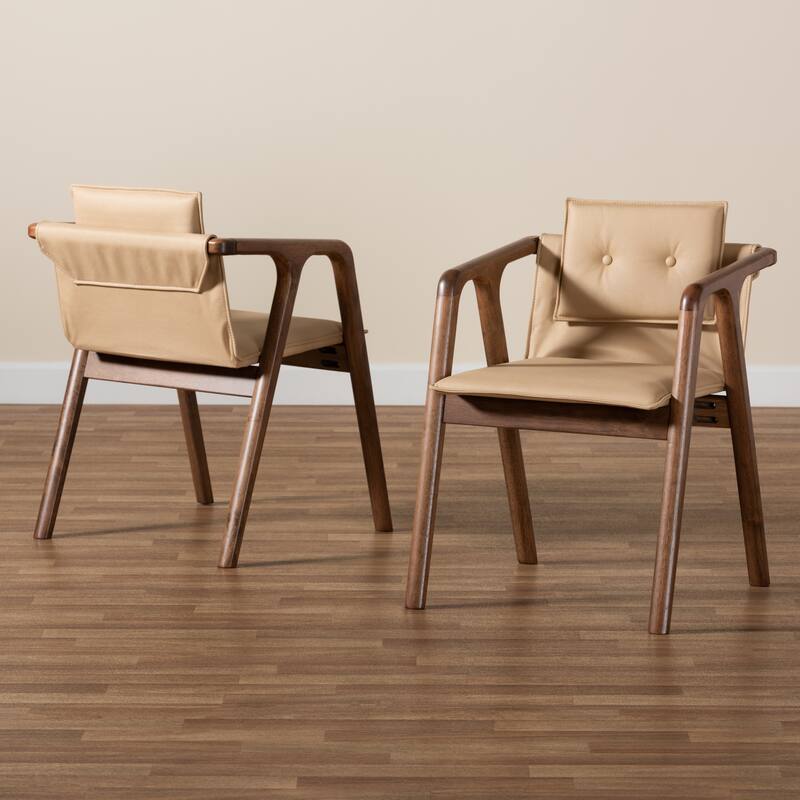 Marcena Mid-Century Modern 2-Piece Dining Chair Set