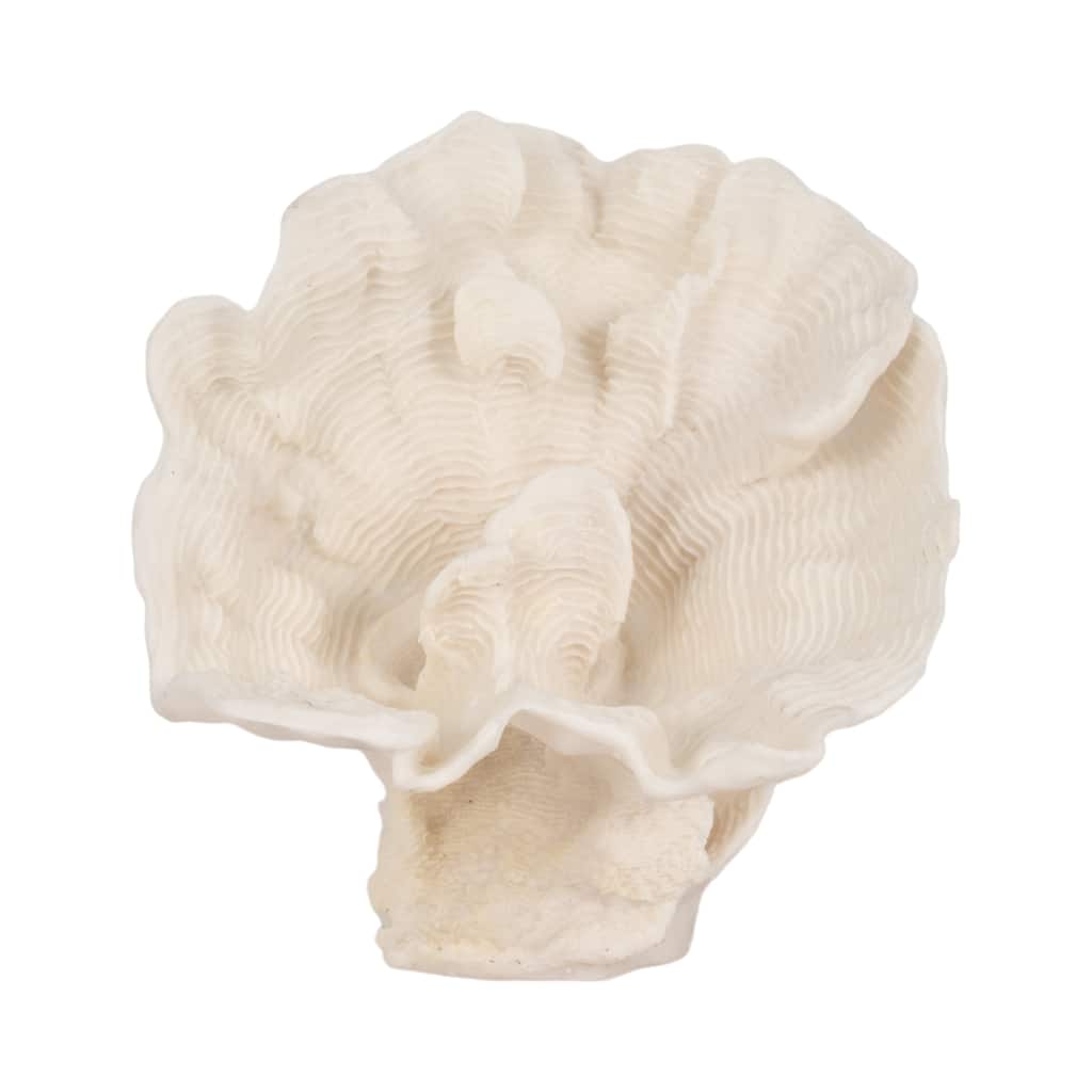 Resin Coastal Coral-Inspired Sculpture Textured Detail - 12" Ivory - 11" x 11" x 12"