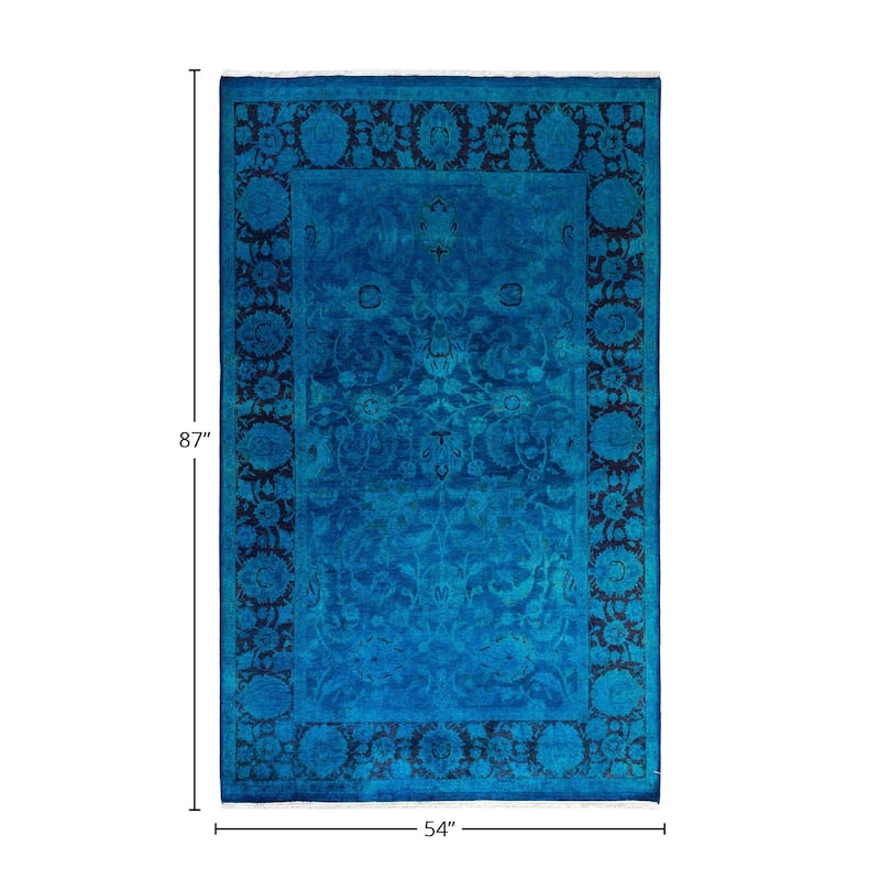 Fine Vibrance, One-of-a-Kind Hand-Knotted Area Rug - Purple, 4' 6" x 7' 3" - 4' 6" x 7' 3"