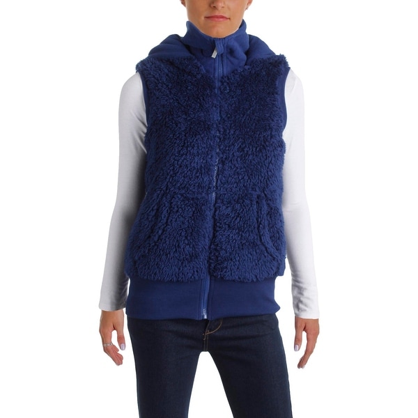 faux fur hooded vest womens