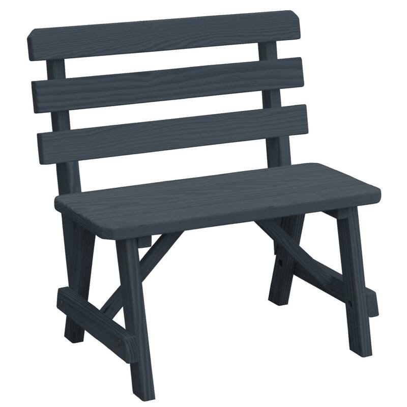 Pine 3' Traditional Backed Bench - Charcoal Stain