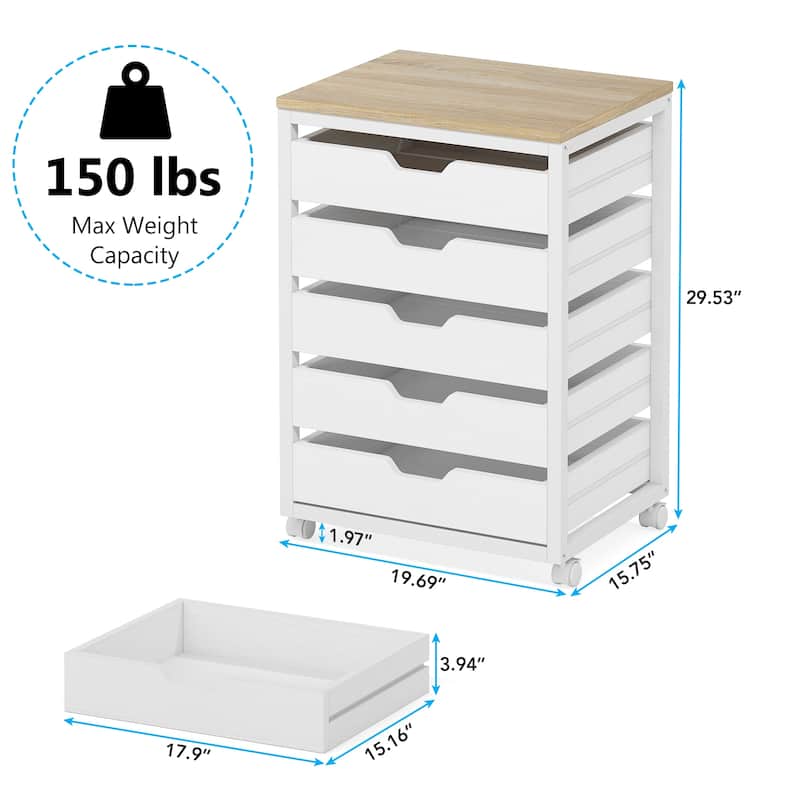 5-Drawer Chest & Wood 7 Drawer Storage Dresser Cabinet