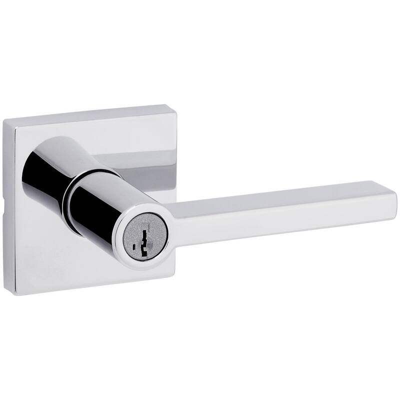 Kwikset Halifax Single Cylinder Keyed Entry Door Lever Set with Square - Polished Chrome