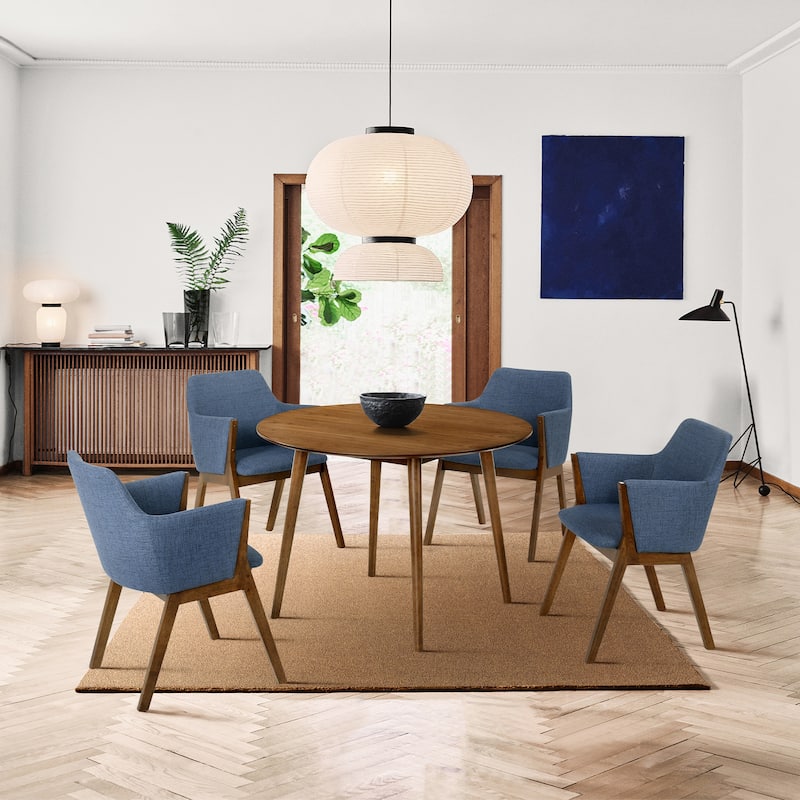Arcadia and Renzo 42" Round Wood 5 Piece Dining Set