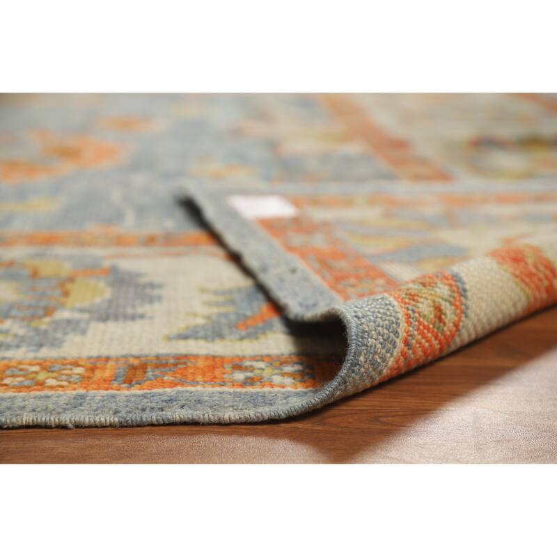 Hand Knotted Oriental 100% Wool Carpet Transitional All-Over Navy Blue & Blues Oushak Area Rug - 10' 6'' X 7' 11''