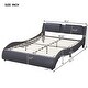 preview thumbnail 27 of 25, Merax Upholstered Faux Leather Platform Bed with LED Light