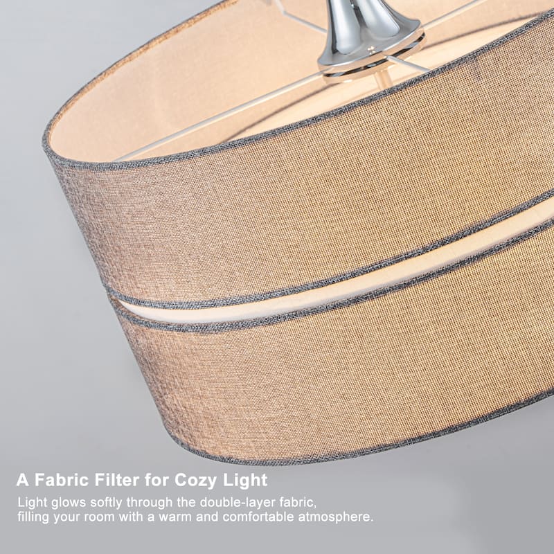 3-Light Chrome Drum Convertible Pendant or Flush Mount Light Fixture - Dia.19.69-in