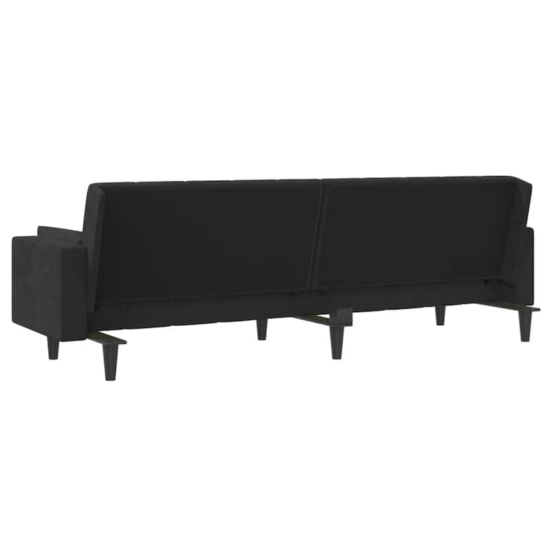 vidaXL Sofa Bed Black Velvet (100% polyester), wood, plastic Large - 33.3 x 86.6 x 27.2 in