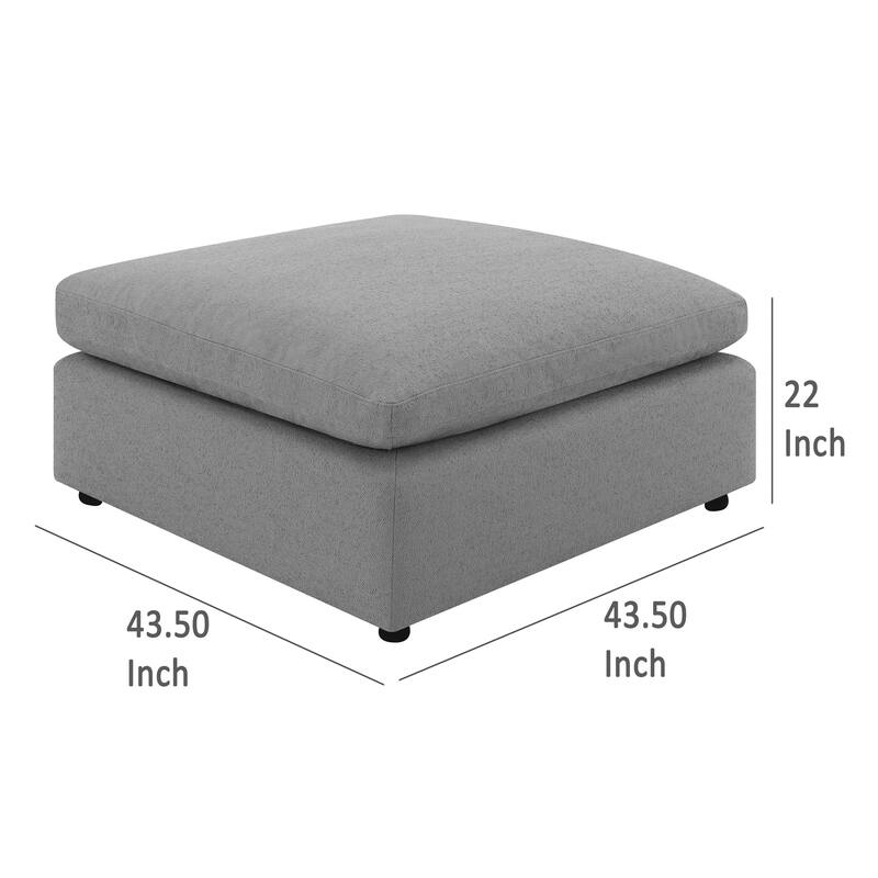 Allias Ottoman, Gray Boucle Fabric, Plush Foam Cushions, 44 Inch