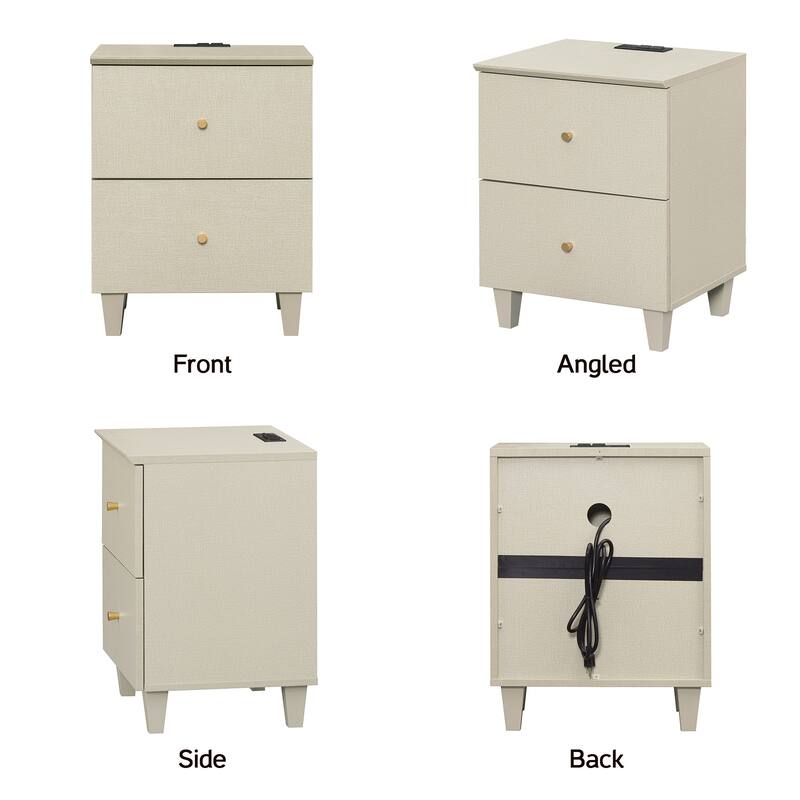 Bedroom 12-Drawer Dresser and Charging Nightstand Set, 94.4" Wide