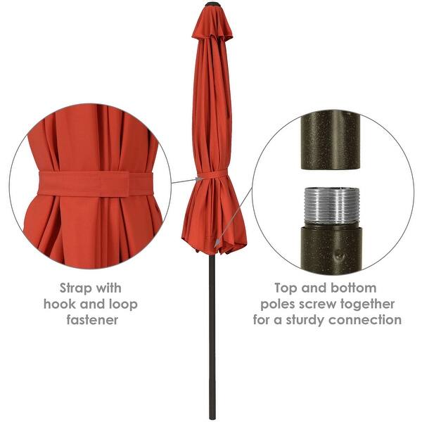 Shop Black Friday Deals On Sunnydaze 9 Outdoor Patio Umbrella Fade Resistant W Auto Tilt Rust Orange Overstock 28546995