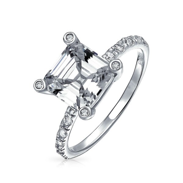 Shop Bling Jewelry 925 Sterling Silver Deco Style Asscher Cut CZ Ring 2 ...
