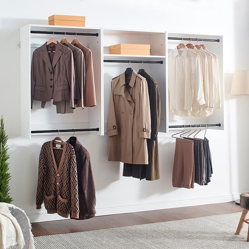 Devi Wall Mounted Wood Closet System - 13.78"D x 31.5"W x 45.28"H