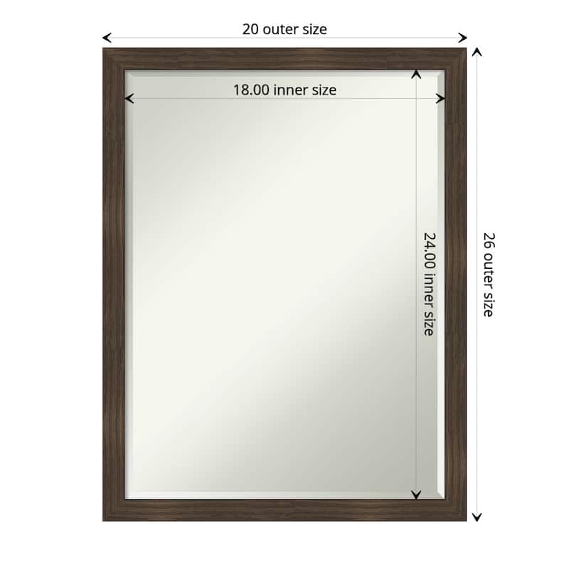 Woodgrain Stripe Half-Inch-Bevel Wood Framed Wall Mirror - Glass Size 18x24 - Woodgrain Stripe Chocolate