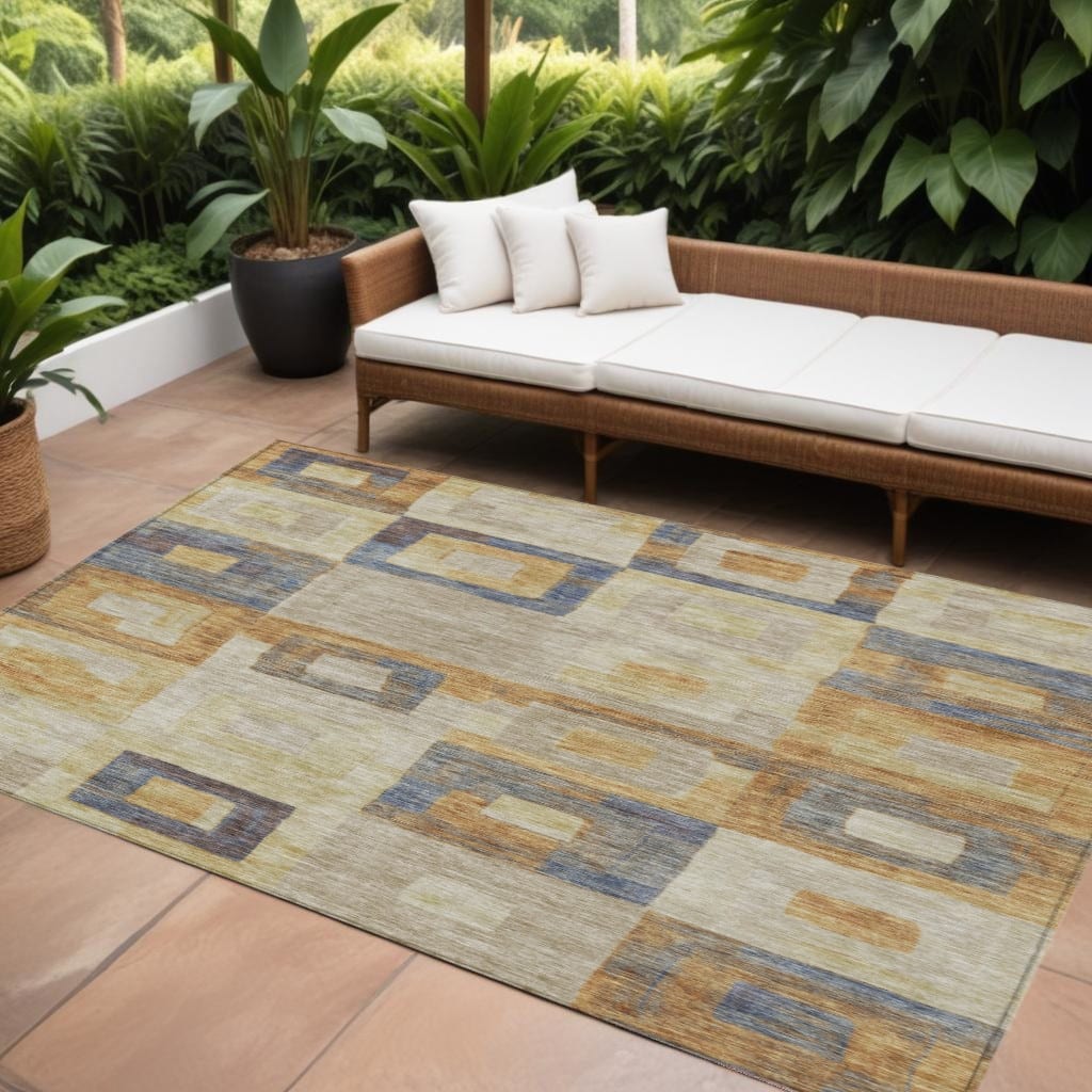 HomeRoots Geometric Transitional Rectangle Outdoor Rug