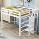 preview thumbnail 2 of 11, White Full Loft Bed with Built-in Wardrobe, Staircase and Clothes Rack