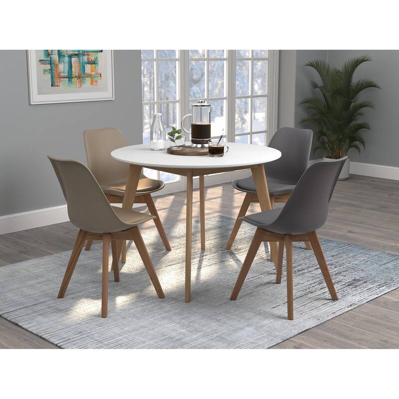 Two-tone Round Dining Table in White and Natural