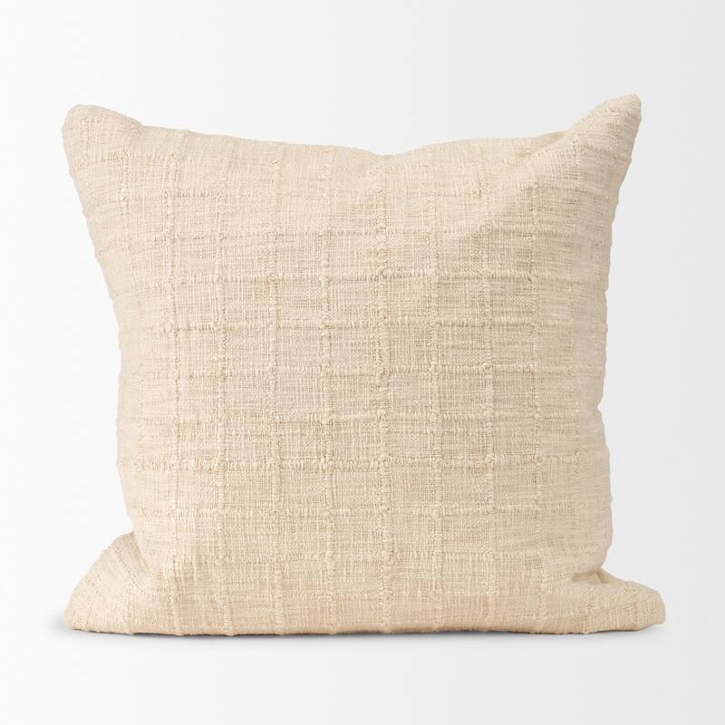 Jacory Cream Checker Textured Decorative Lumbar Pillow Cover