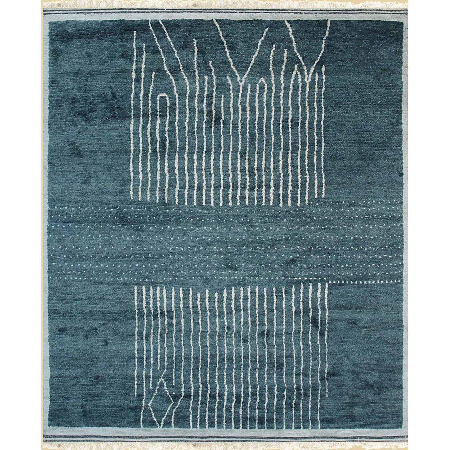 Hand-Knotted Wool Green/Turquoise Moroccan Contemporary Berber Moroccan Rug, Vibrant and Stylish Area Rug for Enhancing