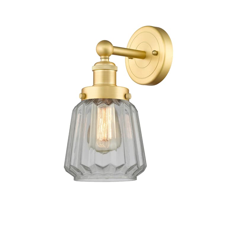 Innovations Lighting 616-1W-10-7 Chatham Sconce Chatham 10" Tall Wall - Satin Gold / Clear