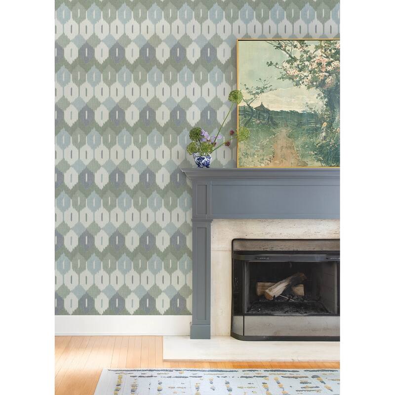 A-Street Prints Abilene Sea Green Ikat Wallpaper