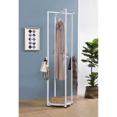 Metal Entryway Garment Clothes Coat & Hat Rack, White