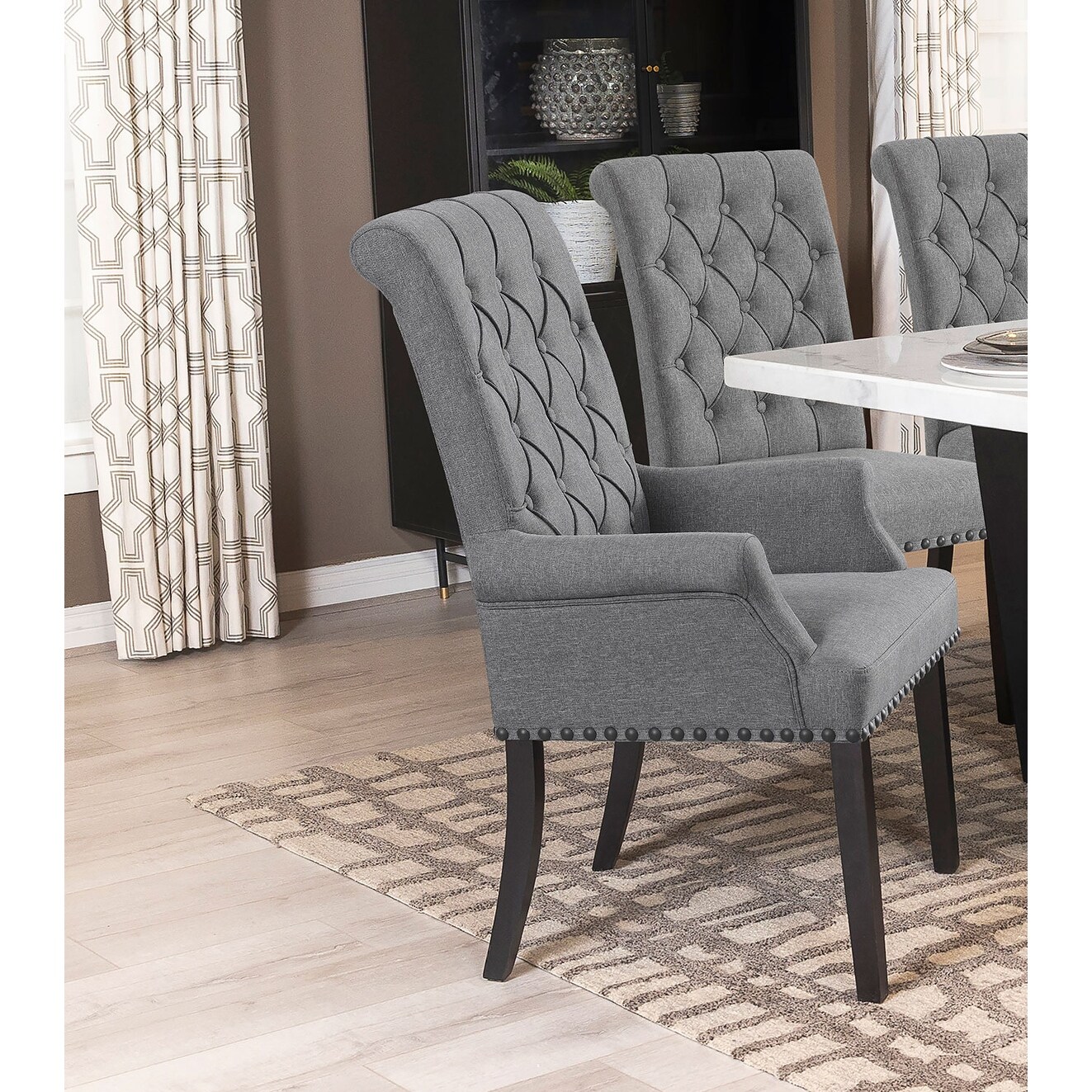 Alana Tufted Upholstered Dining Armchair with Padded Seat and Back  -image