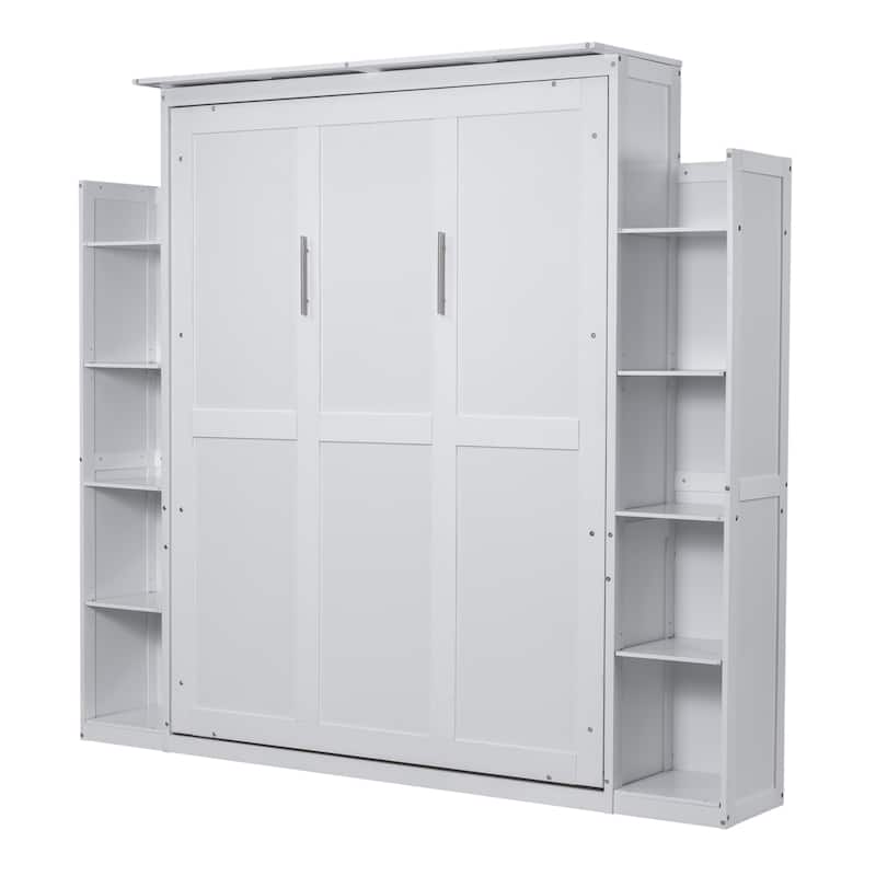 Queen Murphy Bed with Shelves and LED Lighting