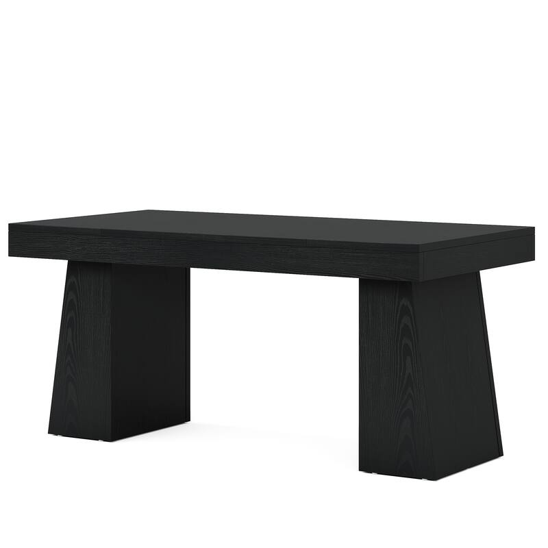 55" Mid-Century Modern Executive Desk -Computer Workstation with Double Trapezoid Base, Stylish Writing Table & Conference Desk