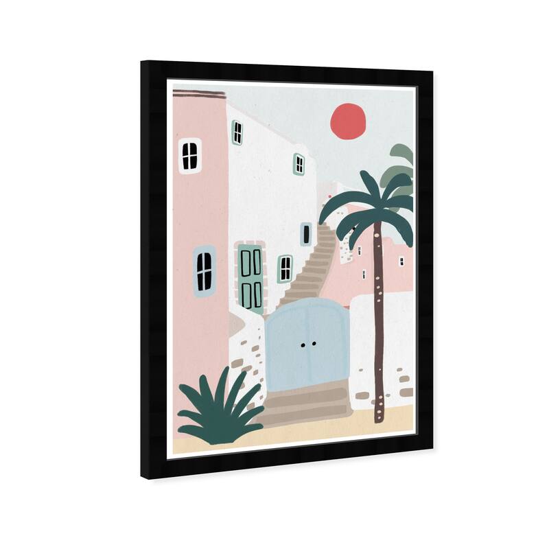 Wynwood Studio Prints Architecture and Buildings Pastel City Shore Pink and Light Pink Tropical Wall Art Canvas Print