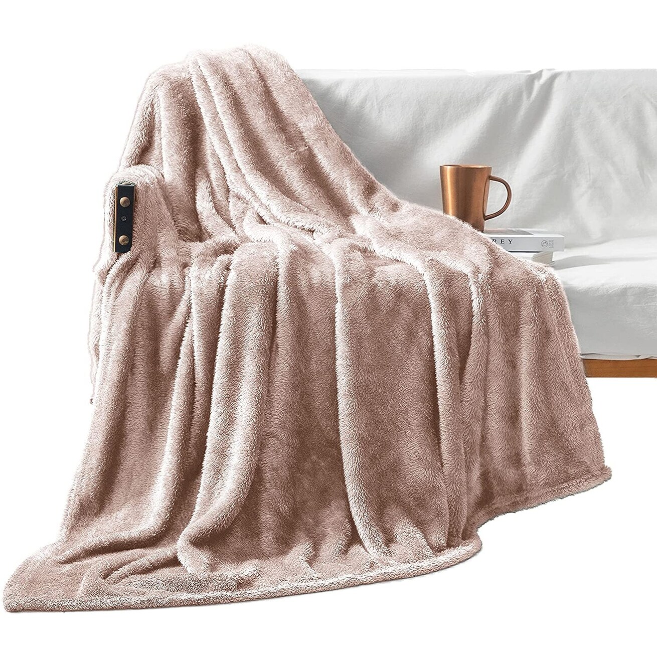 Large Fleece Throw Blanket Soft Warm Lightweight White