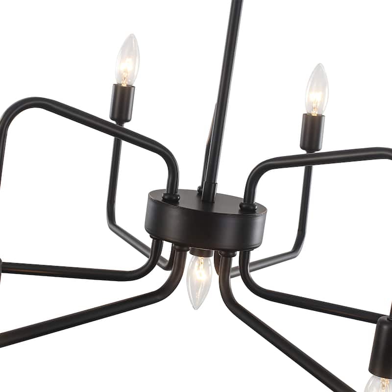 9-Light Black Metal Industrial-Style Chandelier