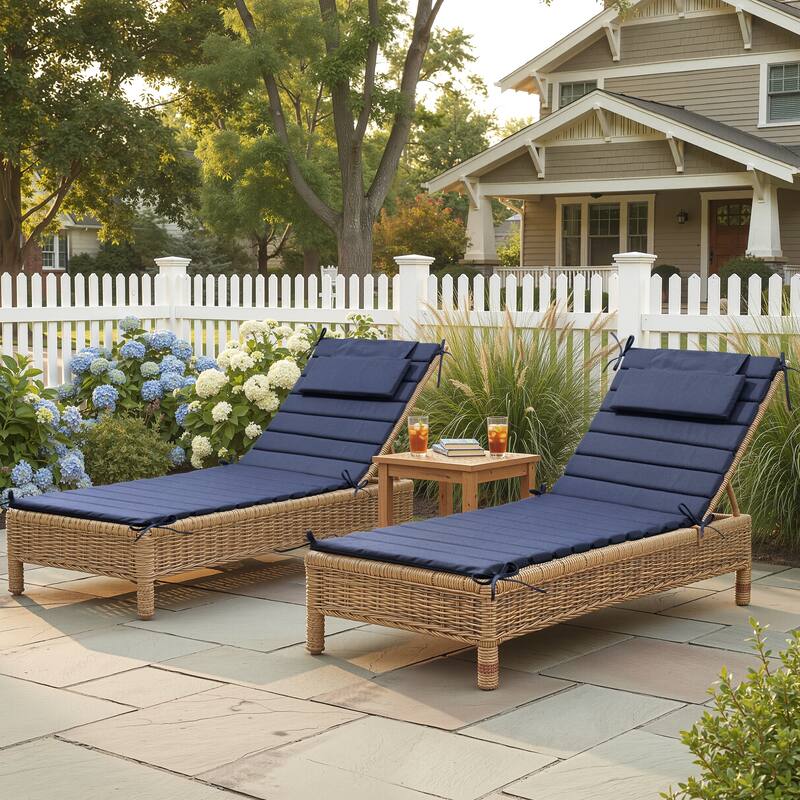 Pellebant Outdoor Chaise Lounge Cushions Patio Lounger Pad with Straps