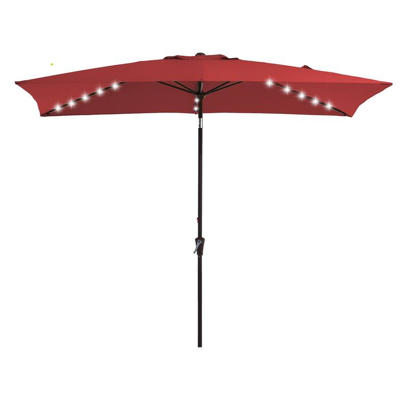 6.5*10ft Rectangular Patio Market Umbrella with LED Lights,Crank & Tilt